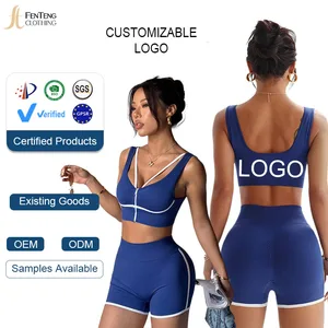 Under Lulu Custom New Breathable for Yoga Suit Women's Four-Way Stretch Solid High Waist Fitness Bra Vest Shorts Two-piece Set