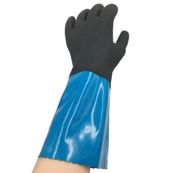 Oil water proof chemical resistant PVC nitrile working gloves