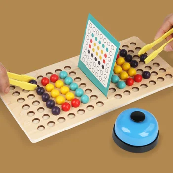 Novelty Wooden Battlegrounds With Beads Game Children's Kindergarten Early Education Puzzle Color Cognition Montessori Toys