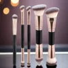 5 brochas de maquillaje de doble punta-oro