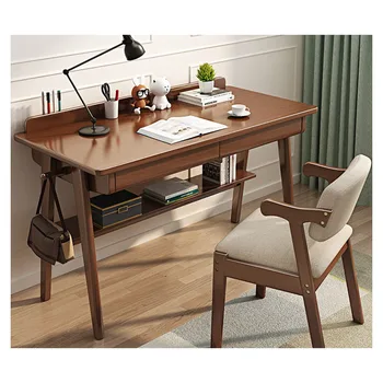 Nordic style solid wood standing desk with drawers Simple study room office furniture table custom computer desk