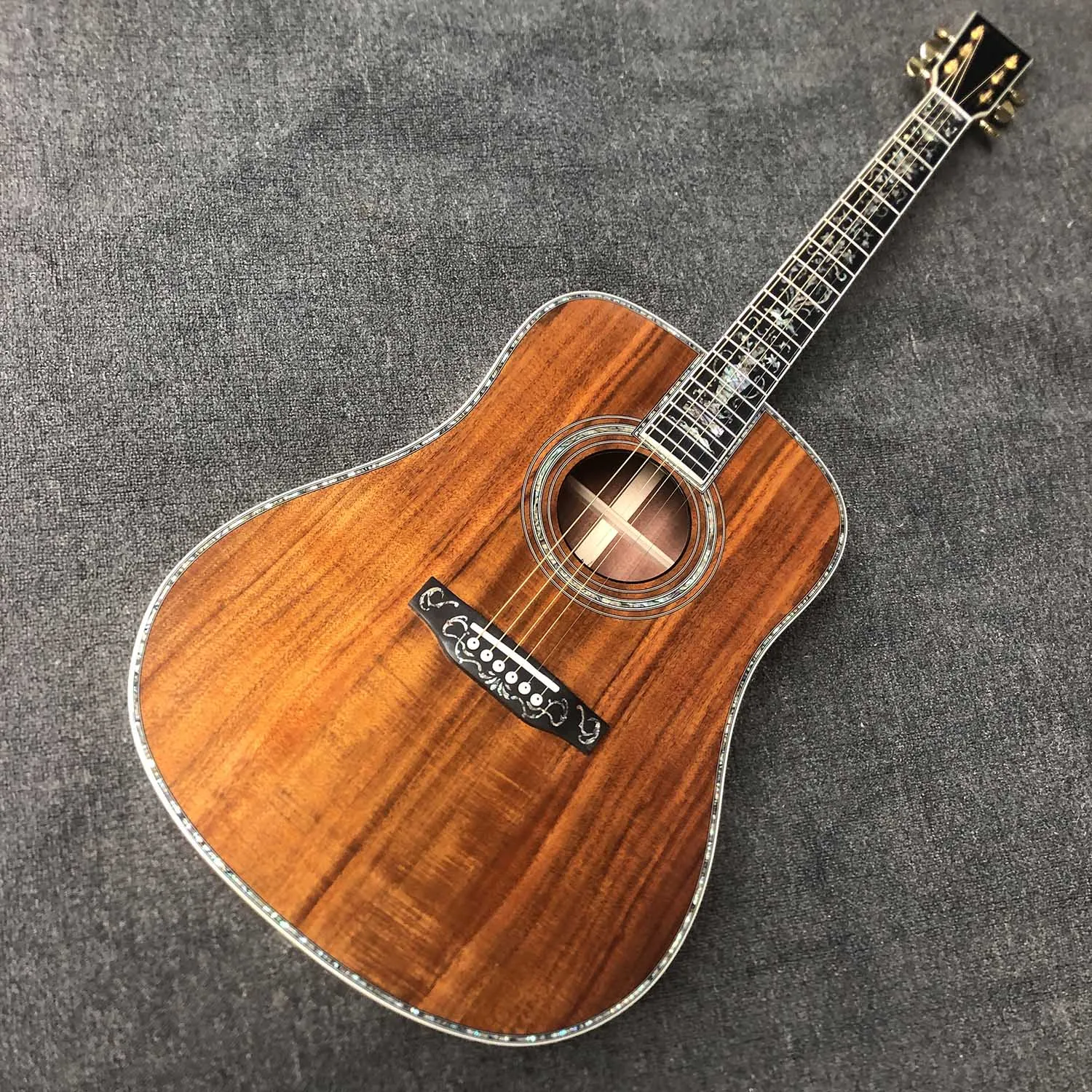 Chitarra Acustica Dreadnought 4/4 In Legno Massello - Modello D-45 Con Tastiera In Ebano