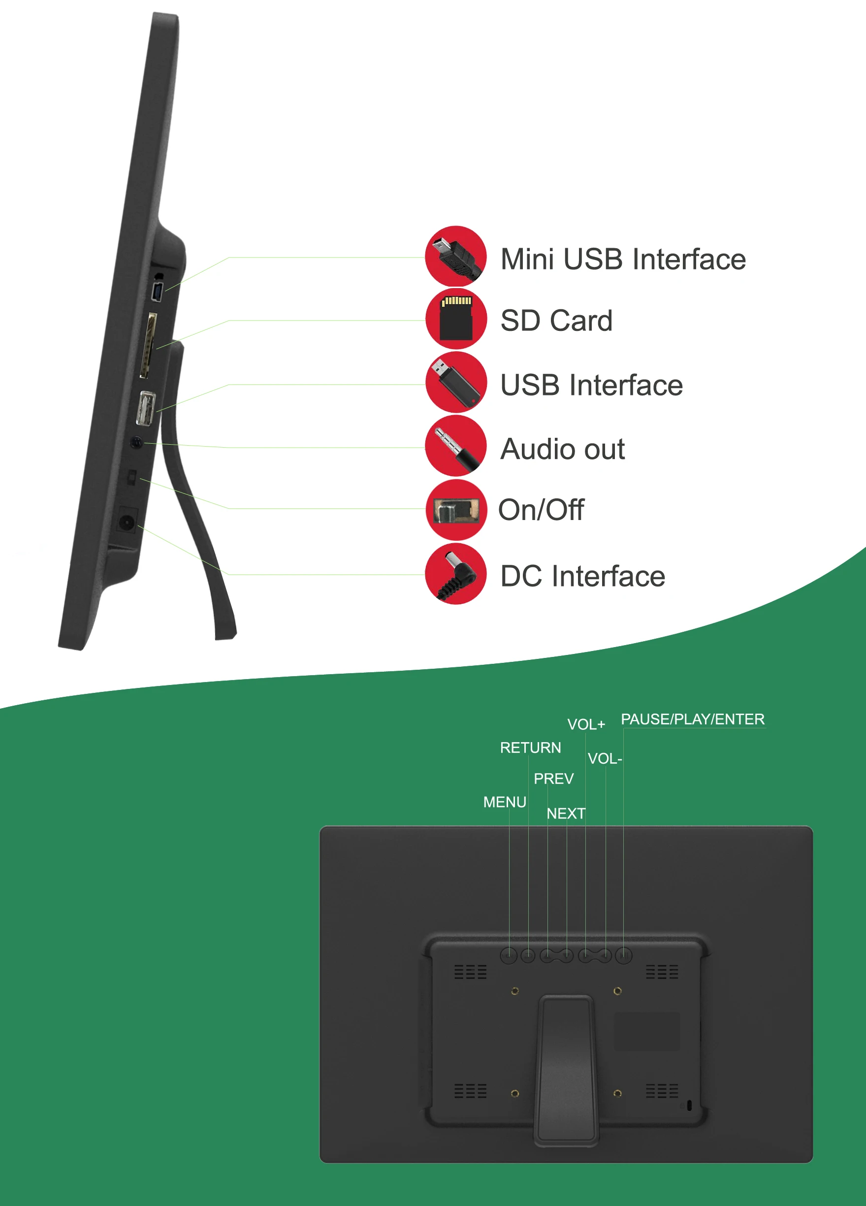 17 дюймов цифровая фоторамка, большая цифровая фоторамка широкий ЖК-экран с 1440*900 высоким разрешением для рекламы