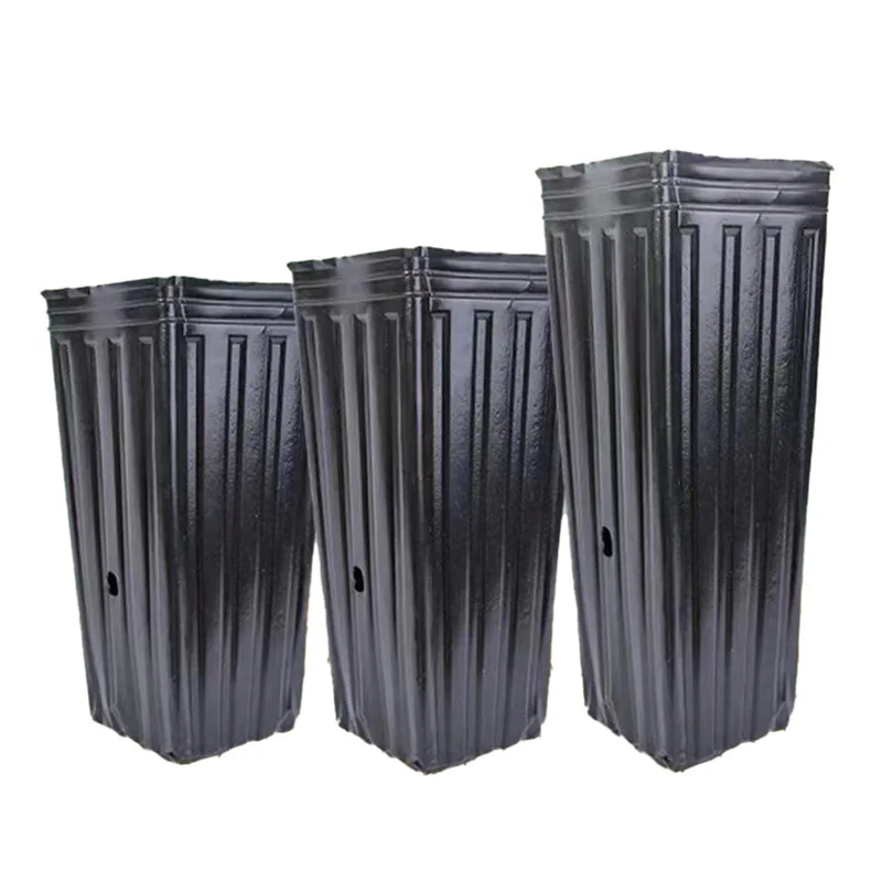 Высокий черный пластиковый горшок для рассады всех размеров, детские пакеты для деревьев с дренажными отверстиями