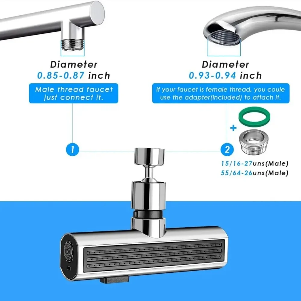 Feiyu Three Level Waterfall Universal Faucet Extension Device Vegetable Washing Splash Proof Device Rotatable Universal Jointbox