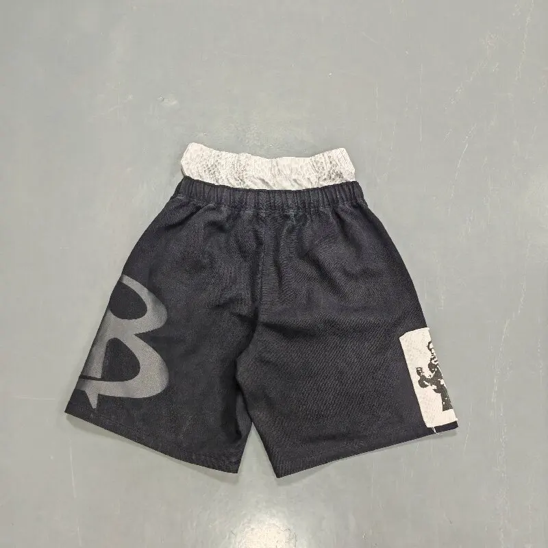 Custom Street Wear Mens Distressed Double Waist Rhinestone Gemstone Denim Jorts Summer Casual Daily Fashion Shorts gallery 2