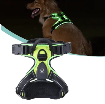 Manufacturer customized LED luminous dog harness dog warning luminous chest harness tactical dog harness