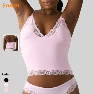 Sexy Lace Camisole Top Women's Wireless Spaghetti Strap Fashion Loungewear Comfortable Sleeveless Top Bra for Daily Lounge
