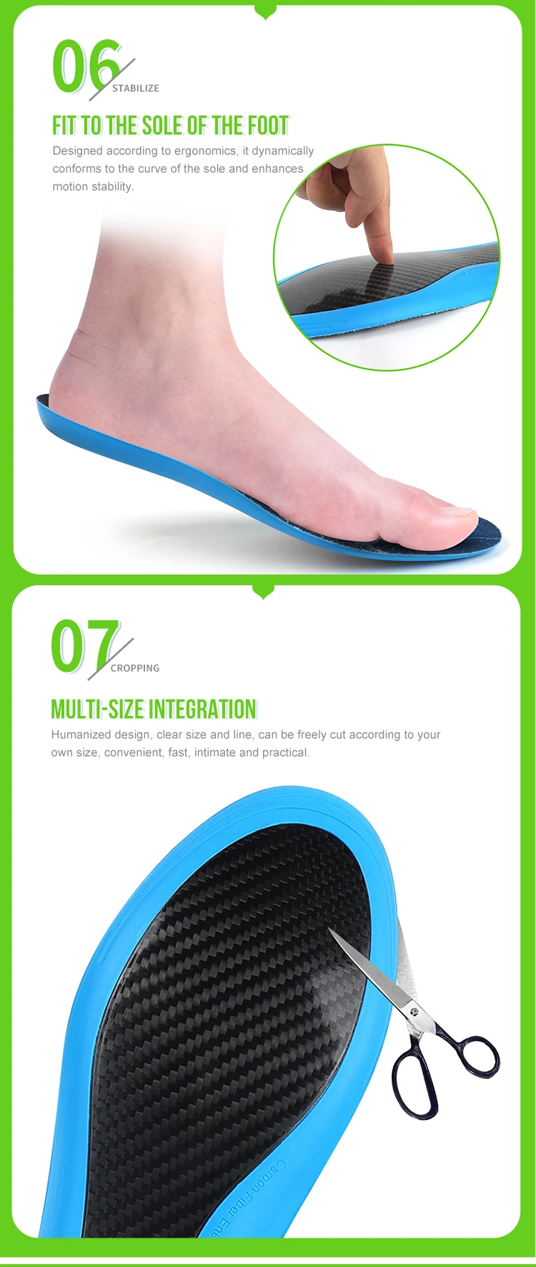 product joghn fashionable carbon fiber insole for basketball sport shoe heel cushion insoles adult training sports carbon fiber insoles-42