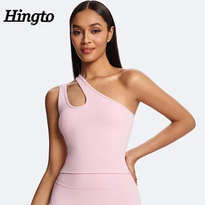 Recycled Sports Vest Custom Gym Workout Yoga Activewear Athletic Top Wholesale One Shoulder Cut Out Sports Bra for Women Fitness