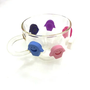 Custom 3d charming soft silicone wine drink glass marker wine charms