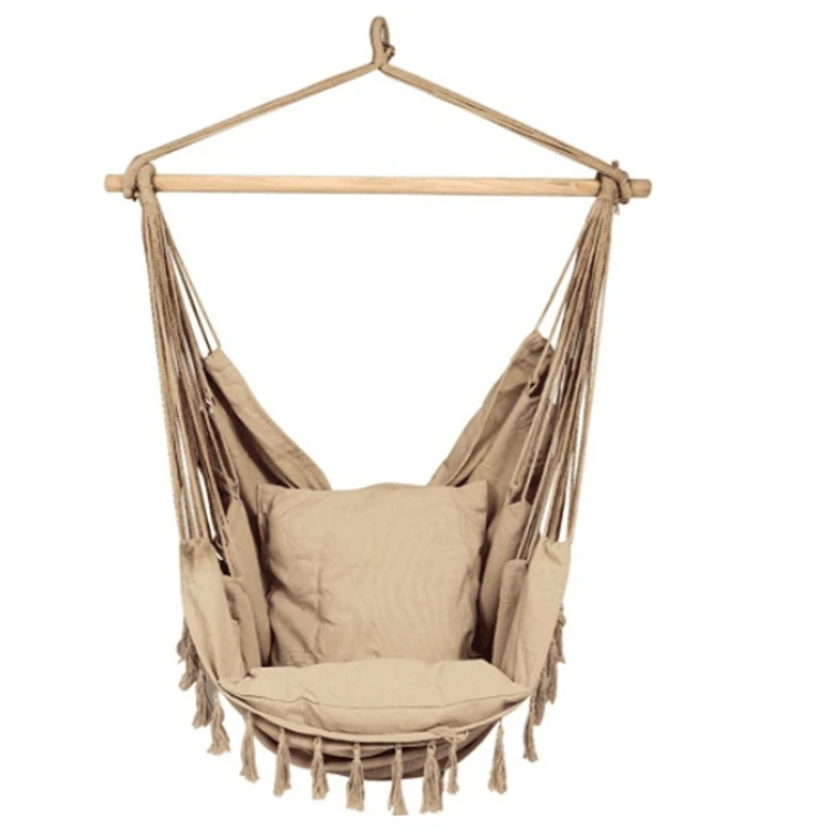
Подвесное веревочное кресло-гамак, макс. 330 фунтов, 2 подушки в комплекте, большое подвесное кресло-Макраме с карманом 