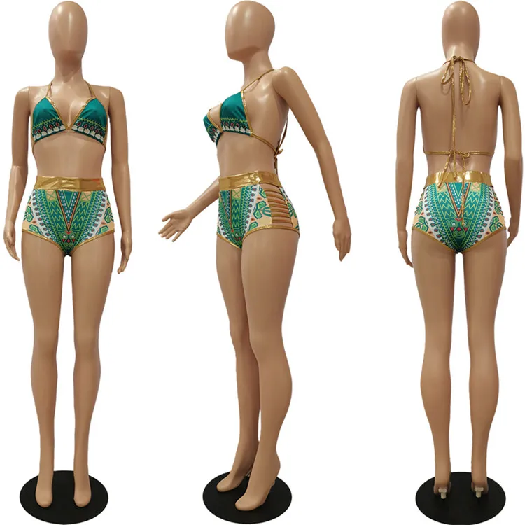 Sexy High Waist Bikini Women African Swimsuit Push Up Swimwear 2021 Brazilian Bikini Set Beach Bathing Suit Swim Wear