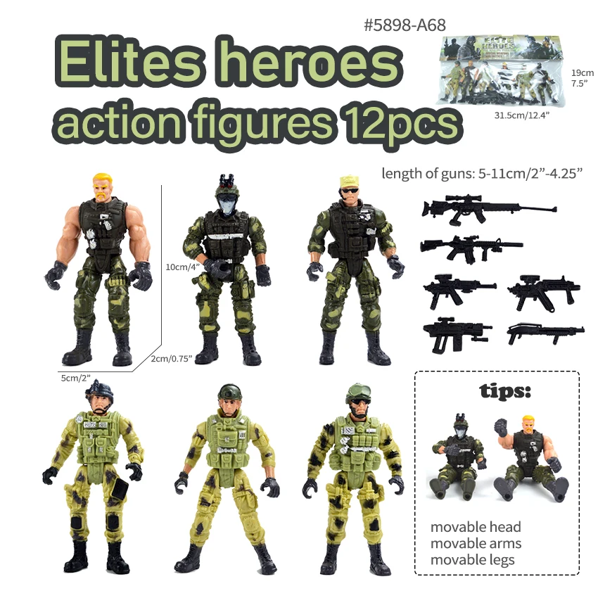 ミリタリーキャラクター フィギュアセット 6-in-1 S.W.A.T. ミリタリーアクションフィギュアセット 子供用
