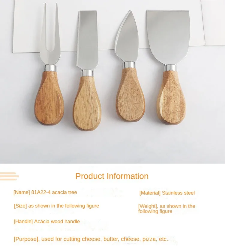 Round Slide Out Acacia Wood Cheese Board and 4 Piece Cheese Knife Set ...
