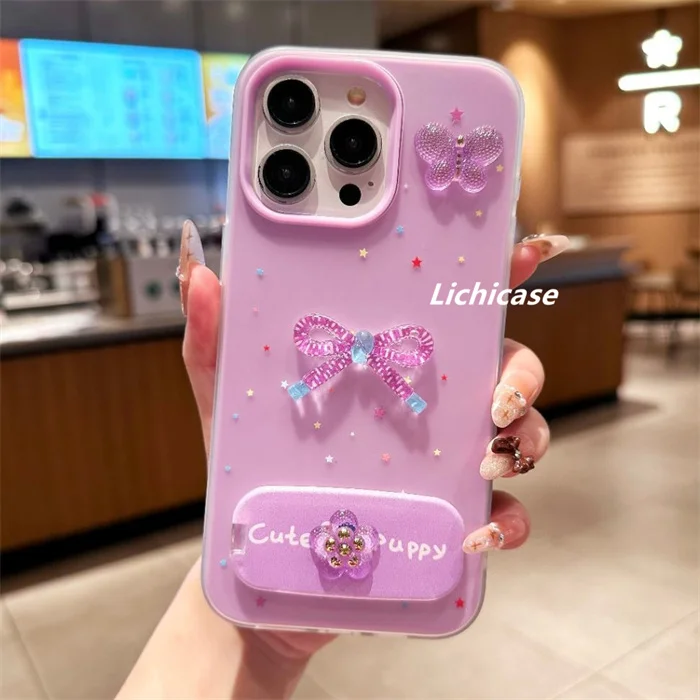 Lichicase Luxury Design Anti Shock Colorful Bowknot Back Cover for 