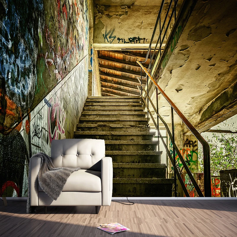 Wholesale Custom Any Size 3D Wall Murals Wallpaper Personality Stereoscopic  Streets Graffiti Stairs Large Wall Painting Living Room Decor From  malibabacom