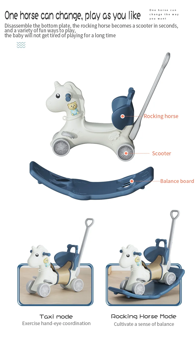 Kids Plastic Ride On Rocking Horse Baby Walker funny childhood rider