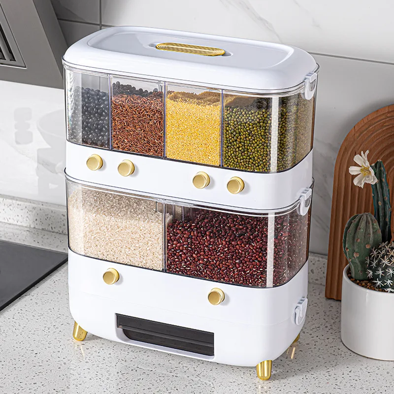 Kitchen Storage Container Box Dry Food Rice Dispenser Storage Box Container with Lid Plastic Box Multifunction CLASSIC 7-25days