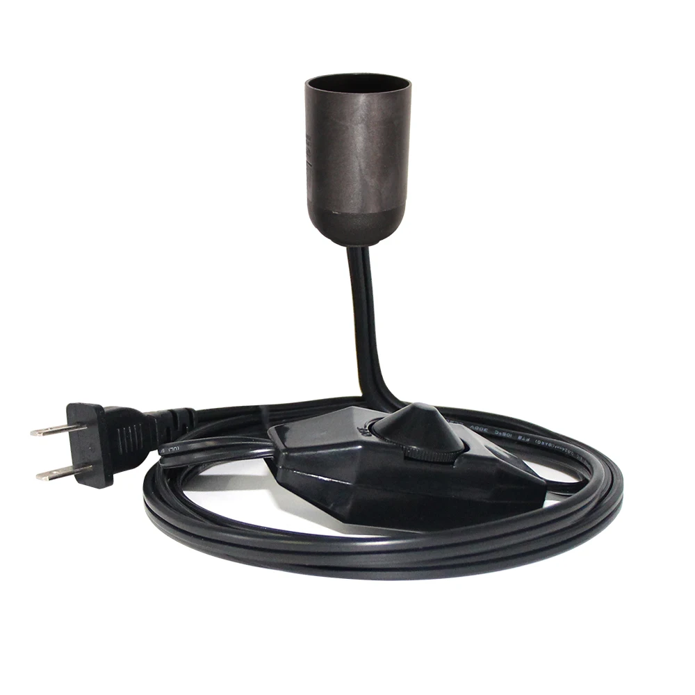 NEMA 1-15P to E27 Converter Cable with Adjustable Dimmer Switch for Lamp Holder Socket 3-Prong Plug 15A 250V
