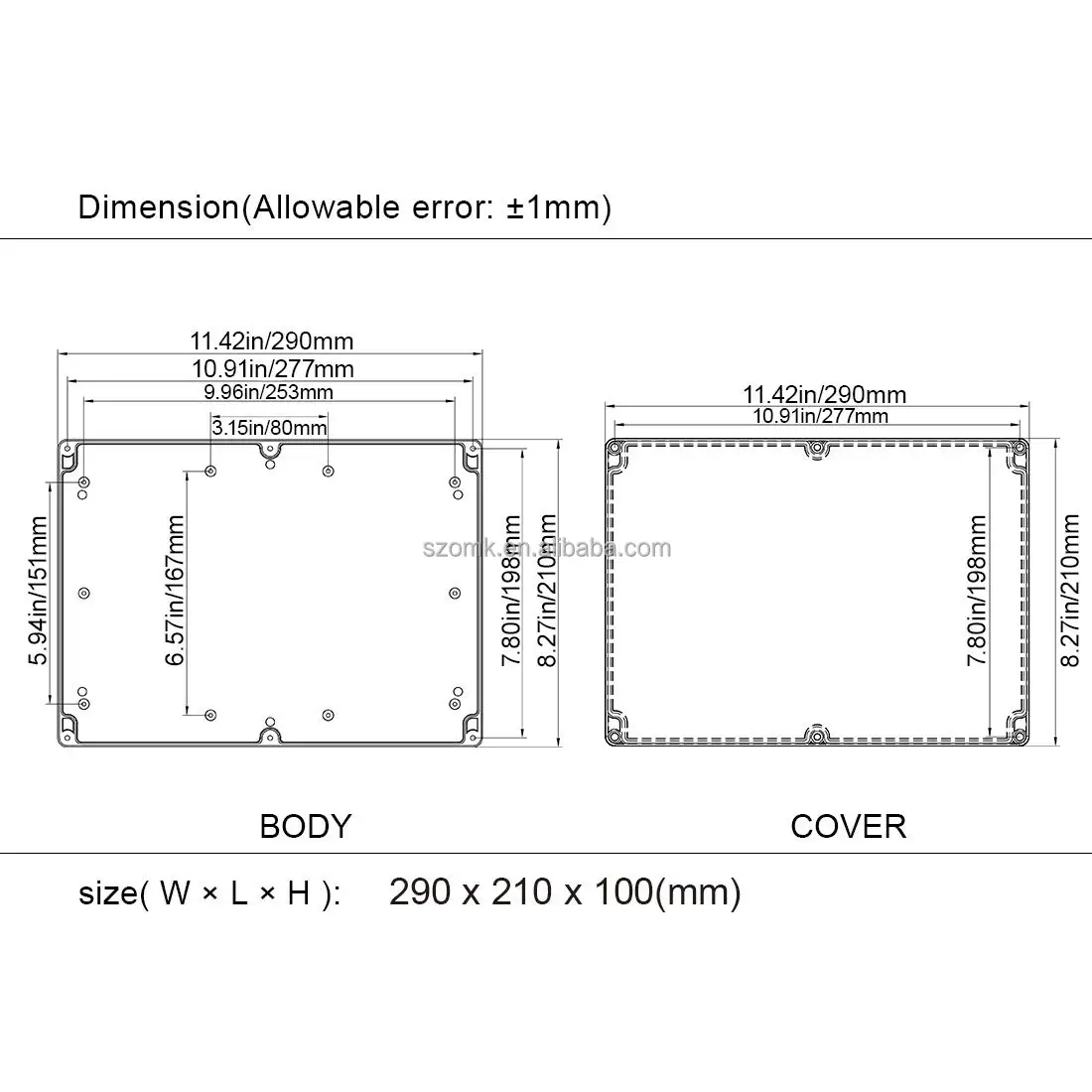 Abs Black Waterproof Plastic Enclosure Box Electronic Instrument Case