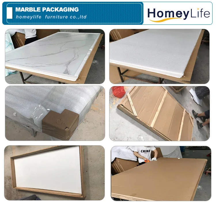  Homeylife Classic Dining Room furniture  6 seats Rectangle Marble Dining Table\n