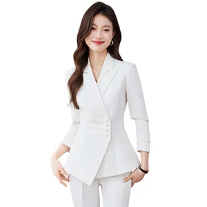 Customize Suit Jacket Female New Temperament Fashion Little High Sense Korean Goddess Fan V-neck Knee-Length Anti-Static Suit