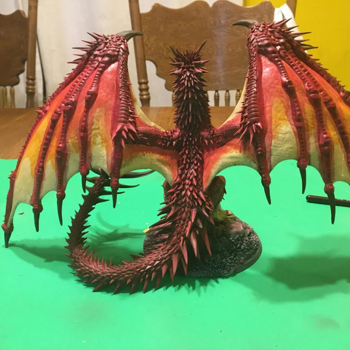 Custom Dungeons & Dragons Red Flying Dragon Miniature Model Statue ...