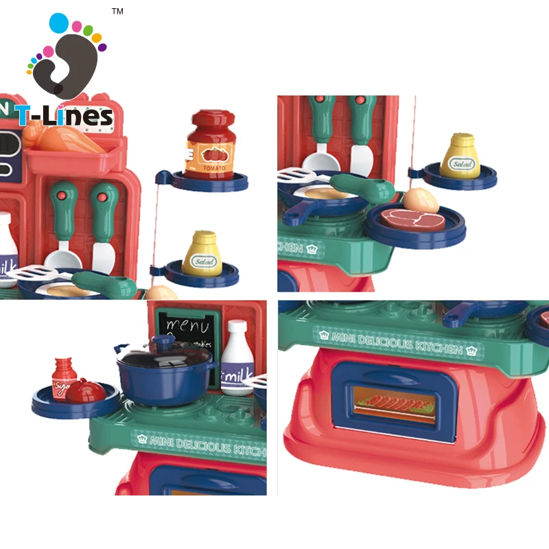 Лидер продаж, Amazon, мини-кухонные игрушки, игровой набор, ролевые игры, настоящие кулинарные игры, 27 шт. для детей