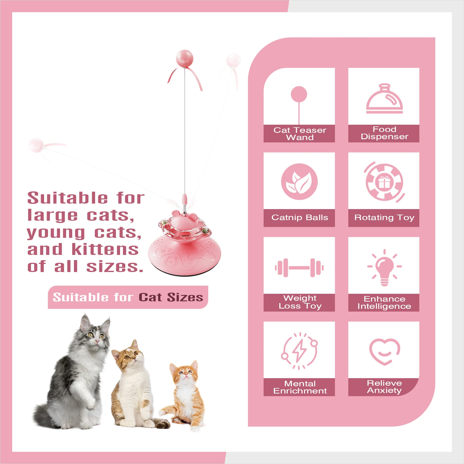 Hot Sales Interactive Cat Toy Happy Turntable Food Distribution With Cat Toys for Teasing Cats