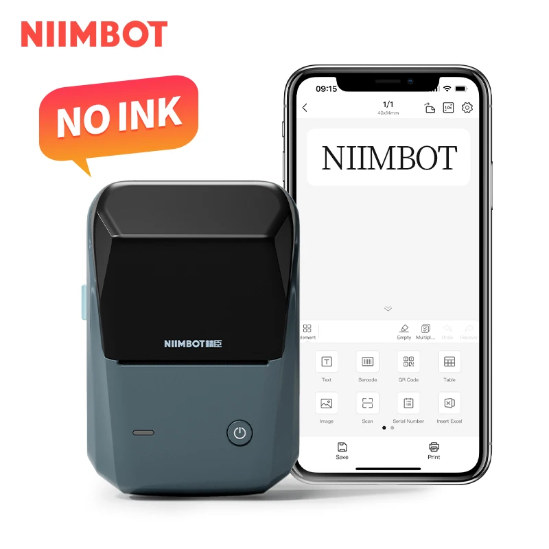 NiiMbot B1Easily Use Portable Label Maker Price Tag Label Printer Wireless for IOS Android Barcode Thermal Printer
