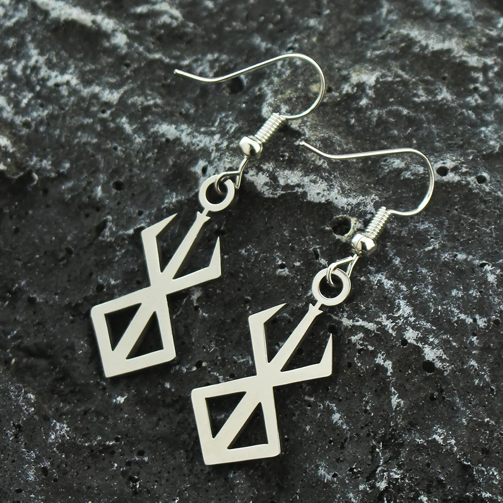 Berserker Rune Symbol Earring Nordic Logo Steel Emblem Norse Amulet Talisman Sign Jewelry