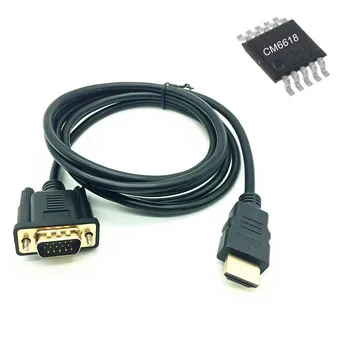 OZH4 Built-in Active CM6618 IC Chip 1.8M 6Ft 1080P Male to Male hdmi to vga Cable with audio for Video Converter