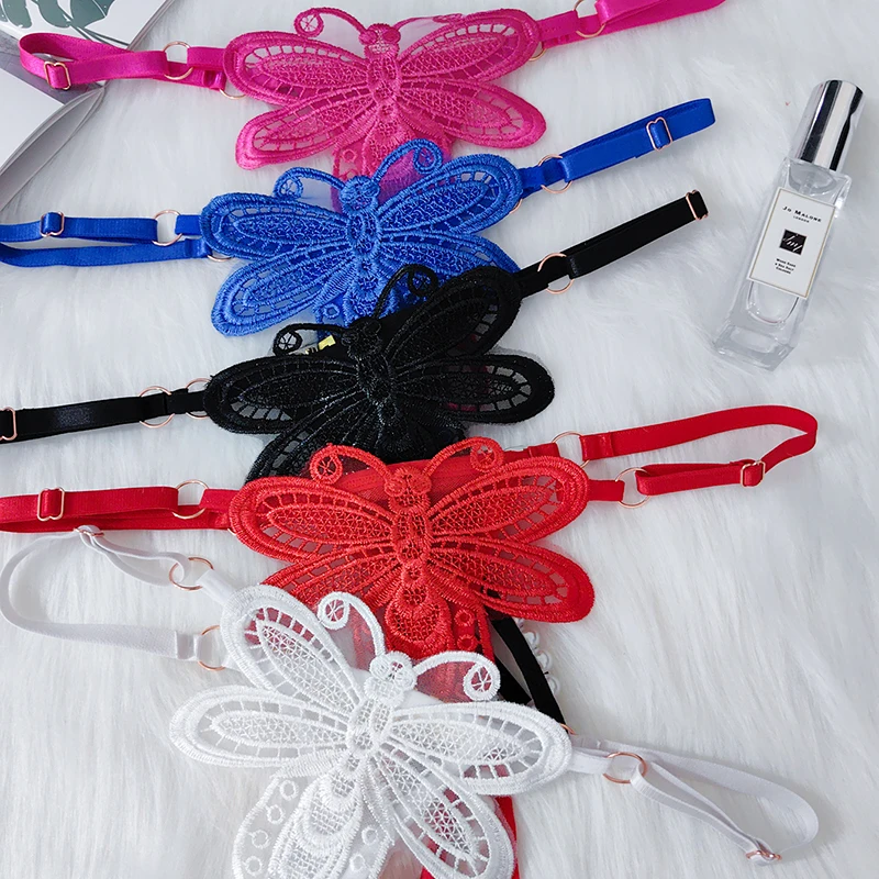 Very Hot Girls Thong Sexy G-string Open T-Back Hipster Women's butterfly Erotic Underpants Embroidered Adjustable Pearl Thong