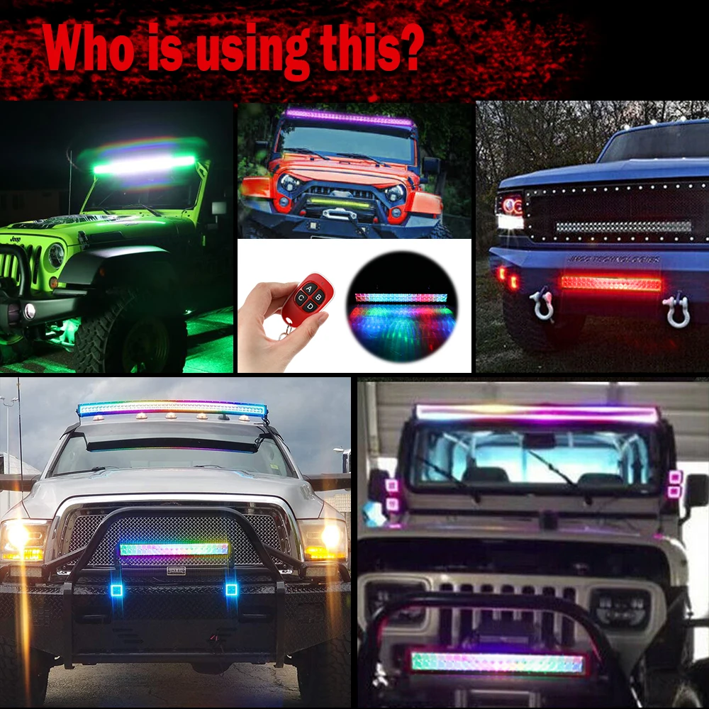 7D 5D Reflector RGB Chasing Spot 4x4 Rgb Halo Multi Color Led Light Bar Offroad