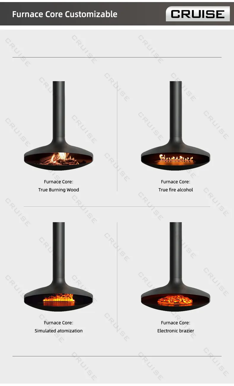 Core Decorative Hanging Fireplace, CRUISE, 1200mm, Roof - detail 6