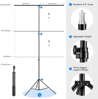 Neewer Green Screen Backdrop Kit, 5  8ft Chromakey Green Background with 5  6.6ft T-Shaped Stand and 5 Clamps for Gaming detail image