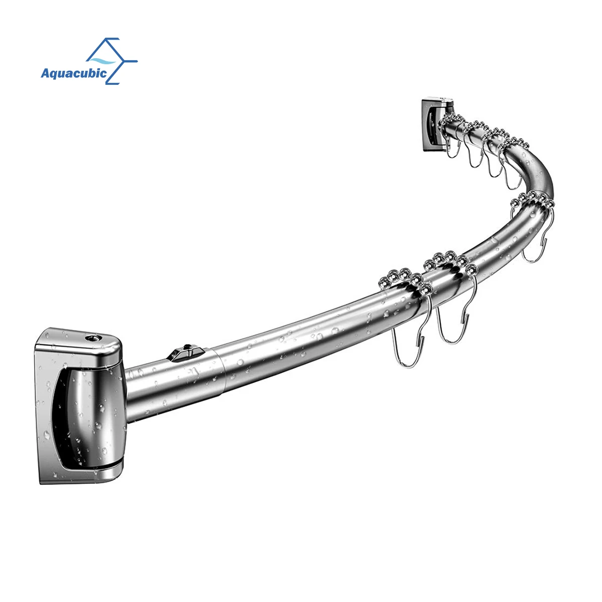 Wholesale Exquisite Chrome Adjustable Curved Shower Curtain Rod Adjusts From 48inches To 72
