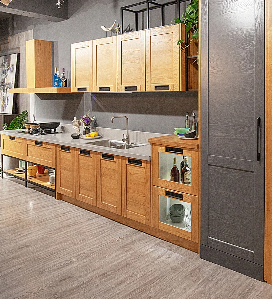 Nordic Modern Ash And Teak Wood Varnish Door Kitchen Designs