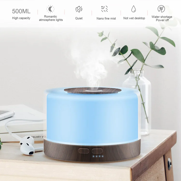 Multi Functional Desktop Air Flavoring Purification Purifier Ion for Room Air Humidifier With7 Color Led Night Light Desk Lamp