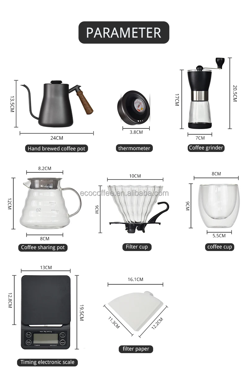 Hot Sale Pour Over Drip Kettle With Manual Grinder Gift Box Outdoor