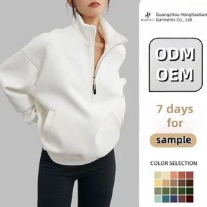 Wholesale Custom Manufacturer Hoodie Femmes Sweatshirts Plain 1/4 Zip Sweater French Terry Zip Ups Hoodies Sweater for Women