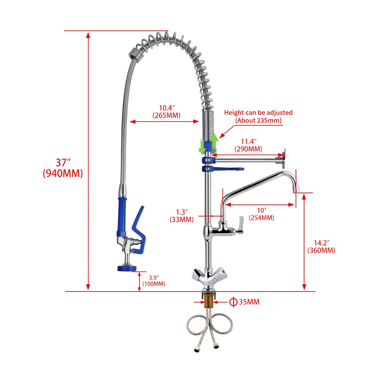 Professional SUS304 Brass Commercial Kitchen Faucet 360 Swivel Pull-Out Dual Handle Classic Style Industrial Design for Hotel supplier
