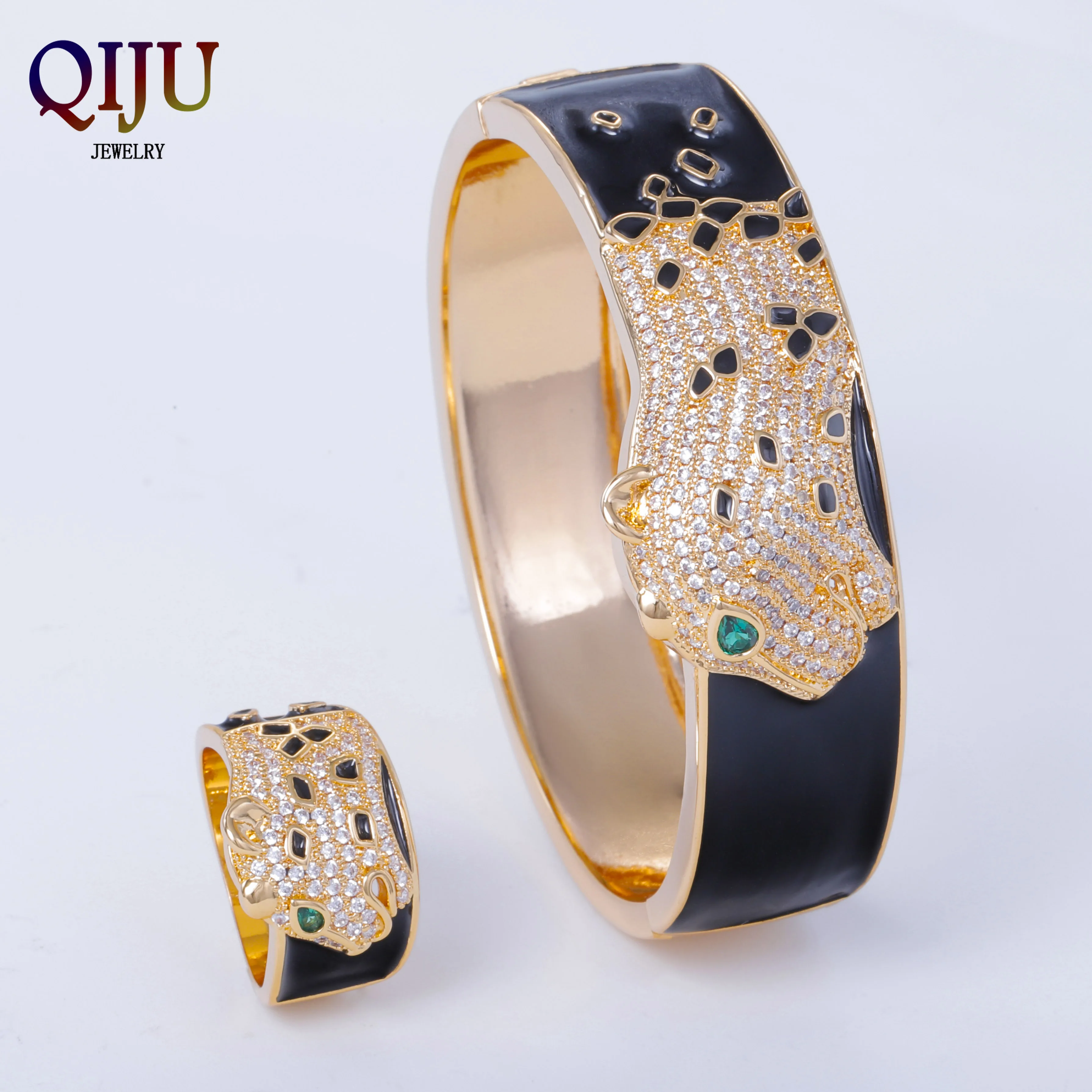The Leopard Cubic Zirconia Dubai Enamel Luxury Jewelry Set Wedding