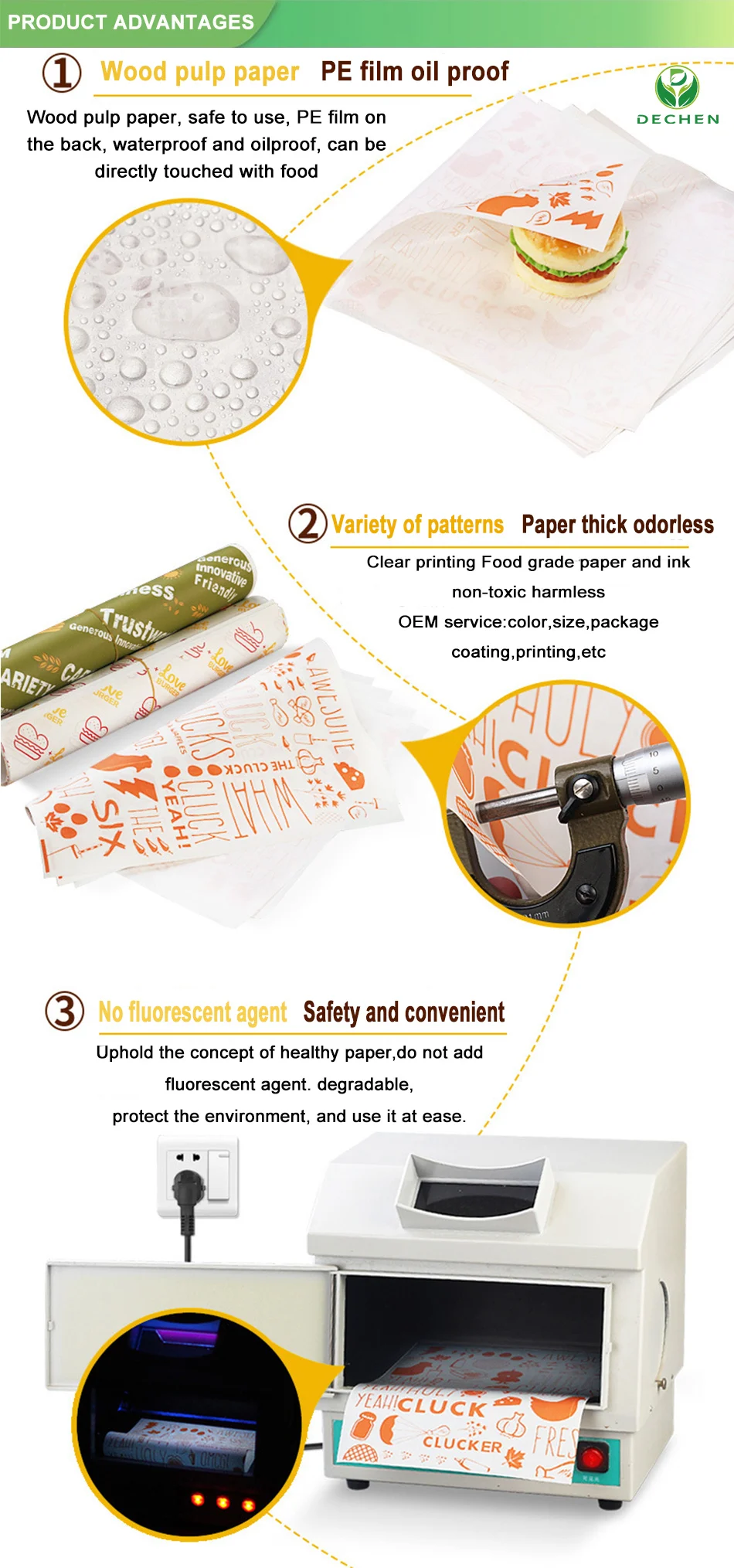 Wax Paper Sandwich Shop White Wrapping Rolls Customized Food Packaging In Philoppines