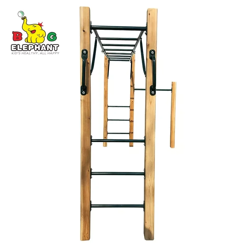 Kids Wooden Outdoor Jungle Gym Obstacle Course Wooden Climbing Frame
