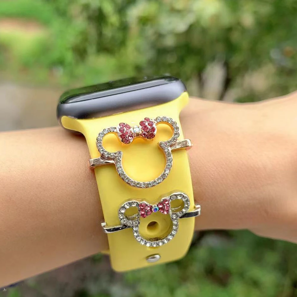 Decoration for strap for Apple watch band for 20/24mm watch band Decorative  Charms ring Diamond Jewelry for iWatch for samsung watch Bracelet leather  silicone Strap Accessories - 2star flower 