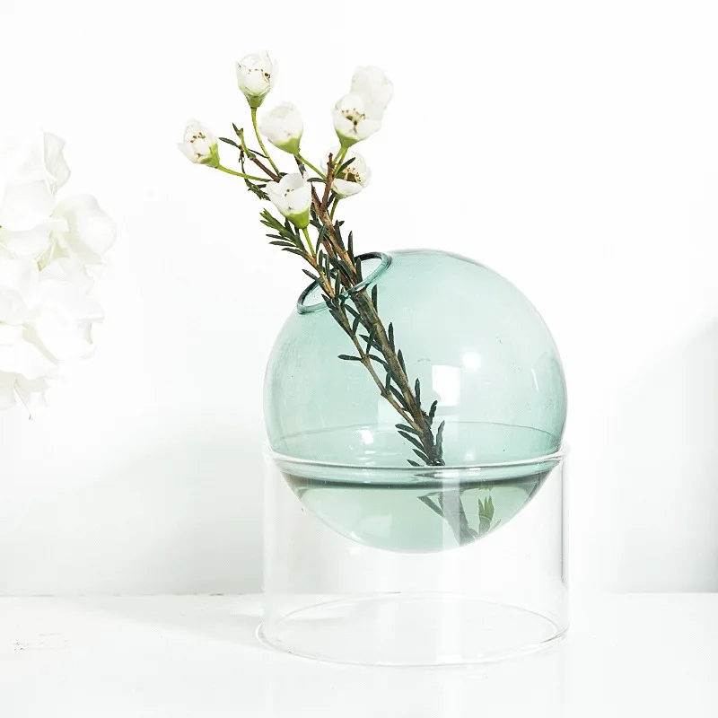 Wholesale home decor clear glass vases colour flower glass vase for decoration