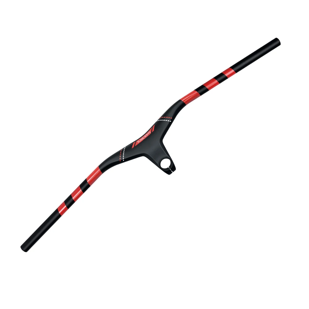 Guidon de VTT T1000 en fibre de carbone intégré pour guidon de vélo VTT ultra léger 680–740 mm et potence de 50–90 mm pour VTT XC (720 x 50 mm mat