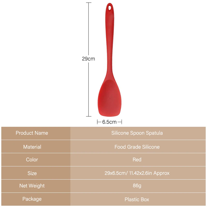 Eco-Friendly Heat Resistant Silicon Kitchen Bakeware Utensil Handle Scraper Spatula Stirring Scooping Mixing Cookware Tools